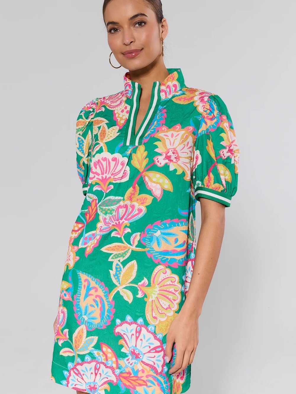 Teal Floral-Print mini dress